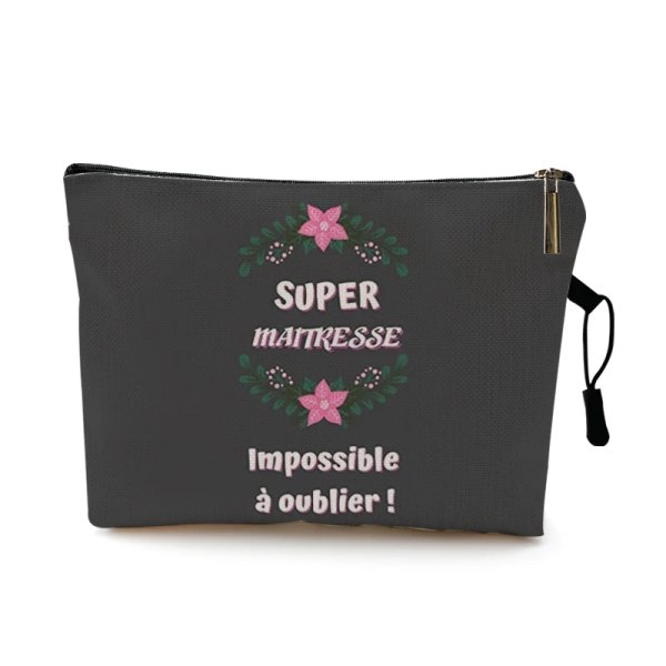 Super Atsem Merci Maitresse Print Kosmetisk väska Dam Sminkpåse Resor Toalettartiklar Organizer Lärarens dag Examen Present Pattern 4 22 x 13 CM