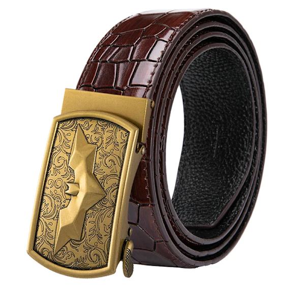 Hi-Tie Herr Designer Mode Rött Läderbälte Herr Guldspänne Lyxigt Coolt Läderbälte för jeans Röd krokodilrem DJ-2036-C 1004-DJ-C 120cm