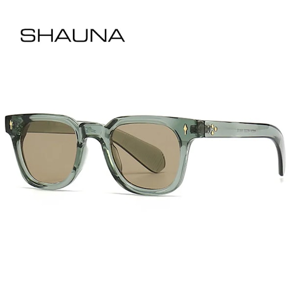 SHAUNA Retro Square Herr Nitar Solglasögon Skärmar UV400 Mode Kvinnor Gröna Solglasögon Black light gray As the picture