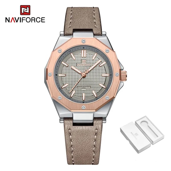 NAVIFORCE Quartz Läder Armband Lyx Kvinnor Enkel Populär Watch Vattentät Kvinnor Klockor Kvinnor Watch Mujer RGGYGY-BOX