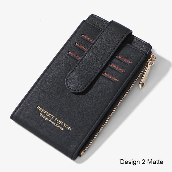 RFID Kvinnor Korthållare Mjukt läder Myntväska Plånböcker Kvinnliga Kreditkort Plånbok Dam Dubbel Dragkedja Mini Clutch Väskor Design2 Black