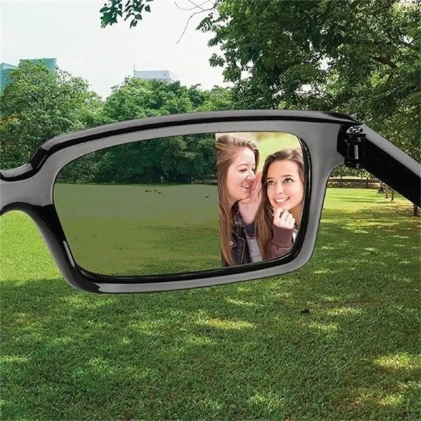 Antispårglasögon Unisex Black Square Spy Bakifrån Solglasögon Självskydd Safey Eyewear Spegel Sidoändar Vy bakom dig black black as picture