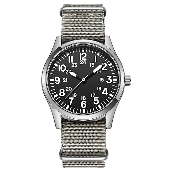 Air Force Field Watch tygrem 24 timmars display Japan Quartz Movement 42mm Urtavla grey