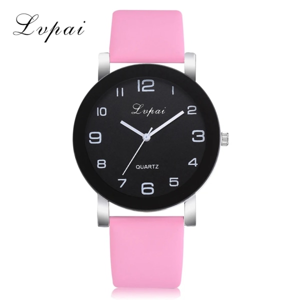 Lvpai Brand Armband Watch Dammode Läder Svart Quartz Armbandsur Damklocka Relogio Feminino Reloj Mujer Pink