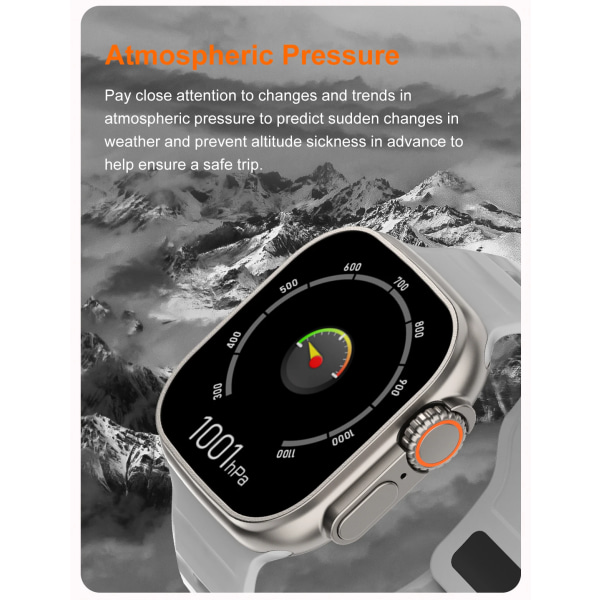Smart Watch Ultra 2 tums HD-skärm NFC Smartwatch Bluetooth samtal Puls Sömnmonitor Series 8 Klockor för män kvinnor With Silicone Strap(.1358)