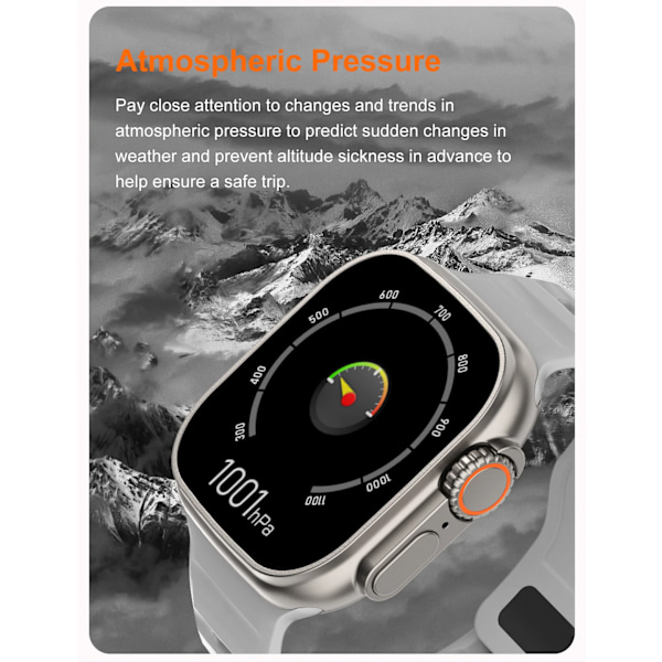 Smart Watch Ultra 2 tums HD-skärm NFC Smartwatch Bluetooth samtal Puls Sömnmonitor Series 8 Klockor för män kvinnor With Steel Strap(.1360)
