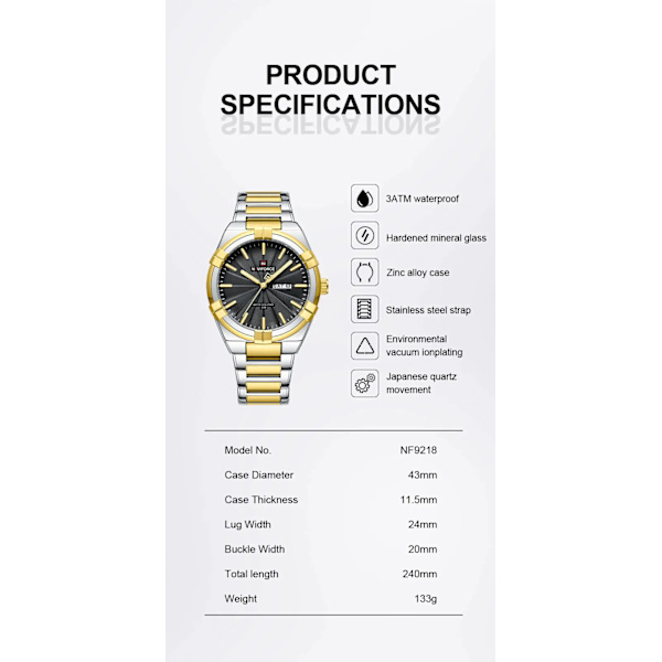 Topp originalmärke NAVIFORCE Quartz klockor för män Lyx vattentät rostfritt stål Casual Armbandsur 2023 Ny modedesign SBE-BOX