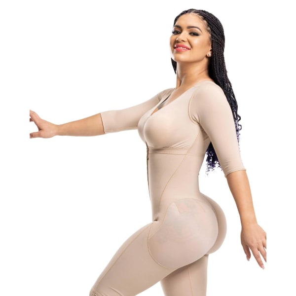 Helkroppsformare Post-kirurgiska ärmar och behå Faja med ärmar och behå Postpartum Recovery One Piece Shapewear Black L
