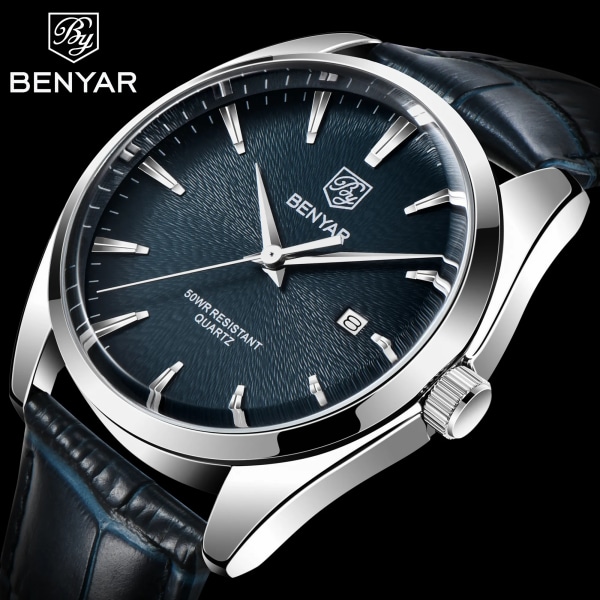 2021 Ny BENYAR Design Toppmärke Lyx Herr Quartz Watch Herr Sport Vattentät watch Japan Miyata Luminous Watch Reloj Hombre BY5163-Black NoBox