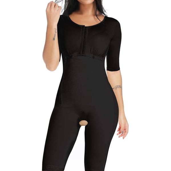 Waist trainer Slimming Shapewear Colombianas Post-kirurgi Helkroppsarmformare Body Suit Powernet Gördel Svart Black XXXL