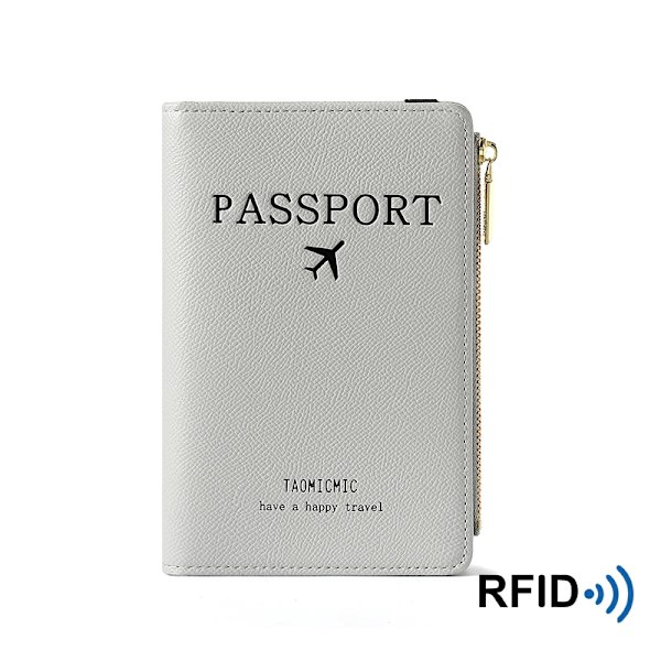 Band PU Läder Cover RFID-blockering för kort Resepasshållare Plånbok Organizer Herr Kvinnor Case Gray