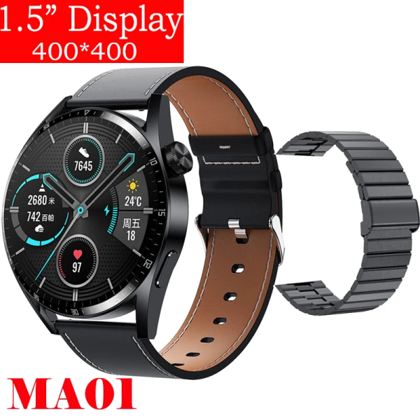 Ny Smart Watch Herr Android GT3 IP68 Vattentät NFC Smartwatch Trådlös Laddning Bluetooth Ring Herr Watch för Bl Le-Bl St Zu smart watch