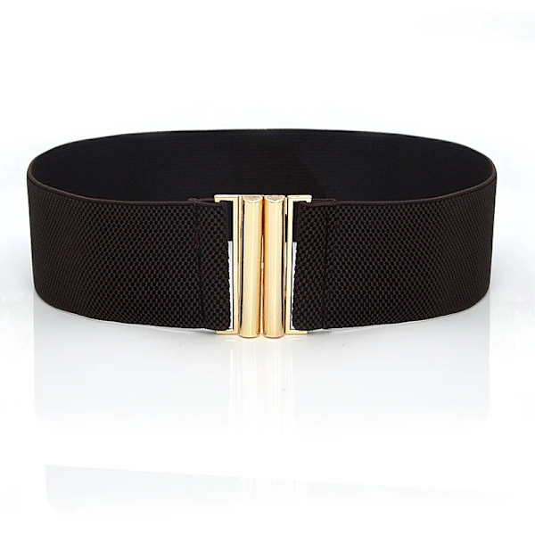 Brett resårbälte Enfärgad korsettbälte Metallspänne Dammode Cummerband Stretch Cinch midjeband Dam midjebälte style 2-coffee One Size