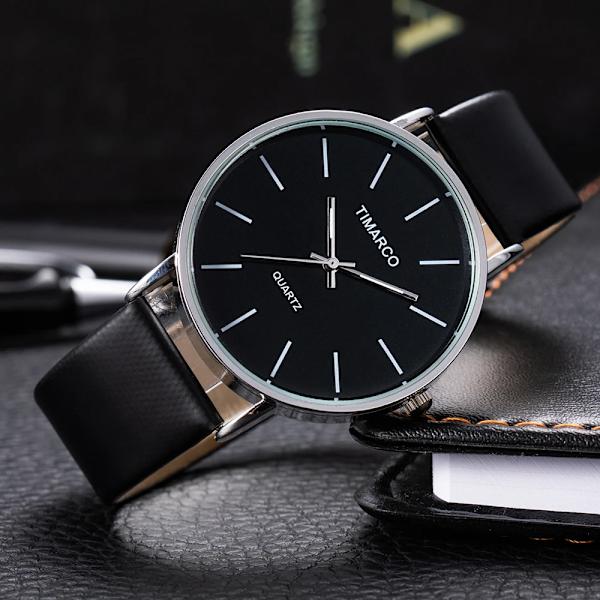 Enkel stil Vit läderklockor Watch Minimalistisk Dam Casual Watch Kvinnlig Quartz Clock Reloj Mujer 2023 Black Black