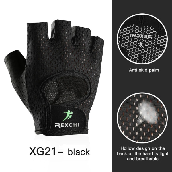 Män Kvinnor Fitness Tyngdlyftning Gym Cykling Yoga Bodybuilding Träning Tunn Sommar Andas Halkfria Halvfingerhandskar Black 01 S