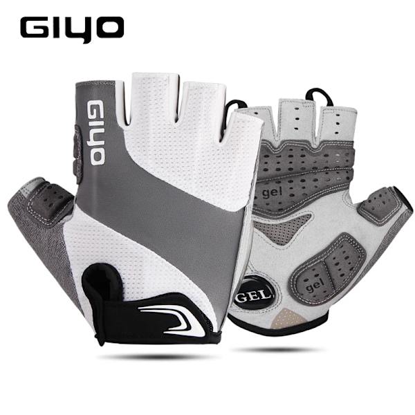 GIYO Cykelhandskar Halvfinger utomhushandskar för män Kvinnor Extra Gel Pad Andas MTB Road Racing Ridning Cykelhandskar DH White M