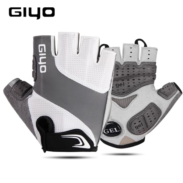 GIYO Cykelhandskar Halvfinger utomhushandskar för män Kvinnor Extra Gel Pad Andas MTB Road Racing Ridning Cykelhandskar DH White XL