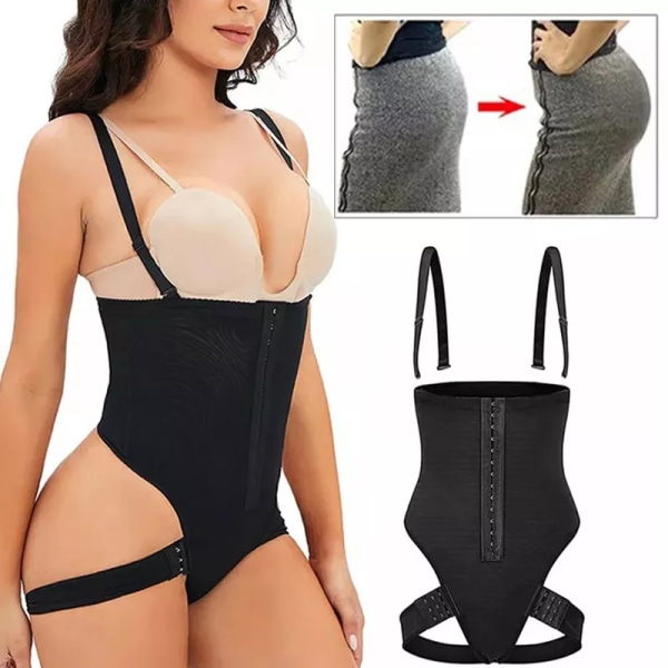 Plus Size Hög midja rumplyftare Magekontroll Trosa Booty Lift Dragunderkläder Shaper Waist Trainer Korsett Shapewear Black M