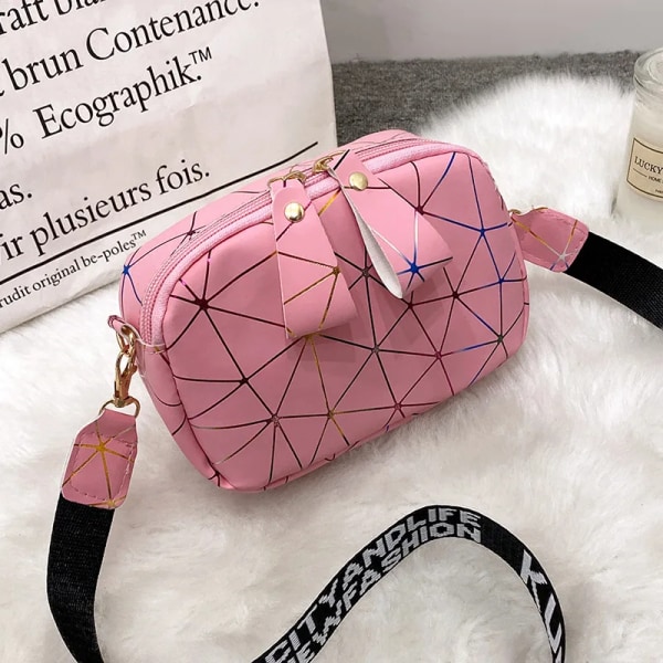 Ny liten dragkedja Crossbody-väskor för kvinnor sommar PU-läder Axelväska för flicka Handväska Mode telefonväska Pink