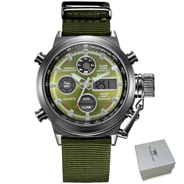 AMST Digital Herr Watch Vattentät Armbandsur LED Quartz Klocka Sportklocka Man Stora Watch Herr Relogio Masculino AM3003 3003GBG with box