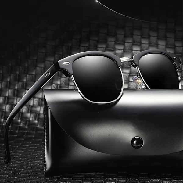 RUOBO Klassiska polariserade solglasögon för män Kvinnor Märkesdesign Körspegel Yta Lins Solglasögon Goggle UV400 Gafas De Sol Black-Mercury Silver Frame