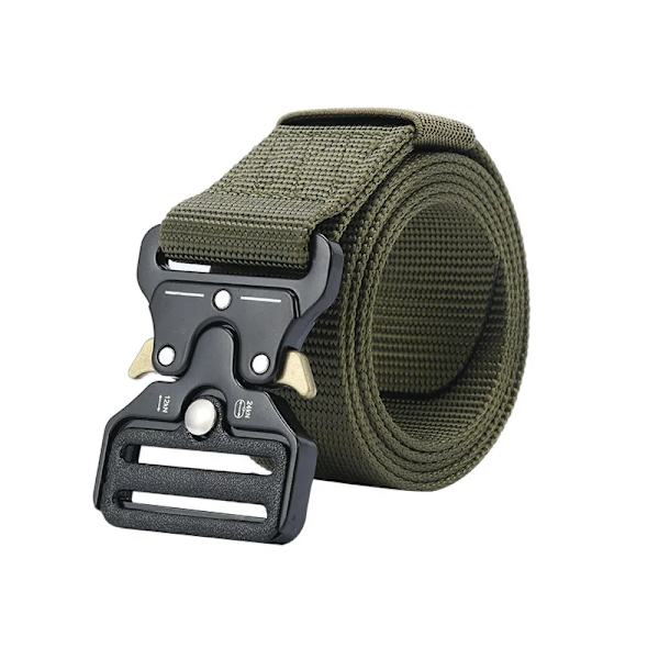 Army Style Stridsbälten Set Inkluderad Väska Krok Snabbkoppling Taktiskt bälte Herr Militär Canvas Utomhus Jakt Camping Trekking Green 125cm