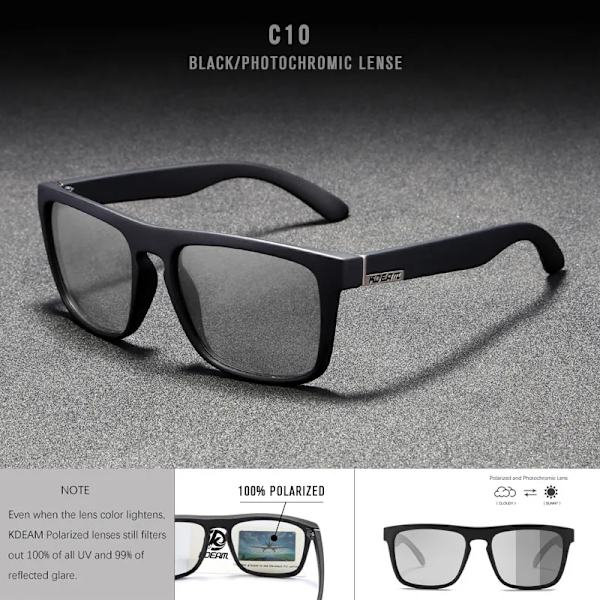 KDEAM Polarized Designer Square Solglasögon Herr eller Dam Elastisk målarram Spegel Solglasögon 17 färger tillgängliga C10 Photochromic