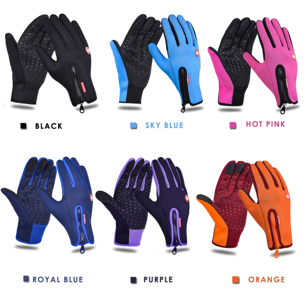 Unisex pekskärm Cykelhandskar Vinter Thermal Varm Full Finger Motorcykel Sporthandskar för Cykel Skidor Utomhus Camping Vandring Dark Blue L