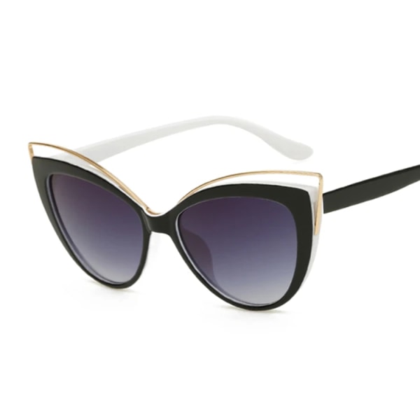 Cat Eye Solglasögon Kvinna Vintage Mode Fjärilsspegel Solglasögon Kvinnlig Retro Sommarstil Metall Glasögon Lyx Black white legs