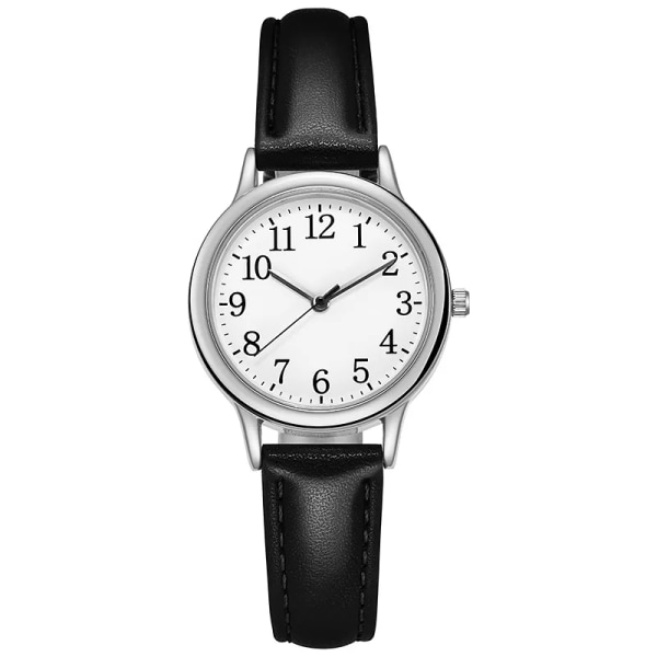 Liten watch för kvinnor Enkelt mode damklockor Tunt läderbälte Quartz Kvinnliga Armbandsur Damklocka reloj mujer Black