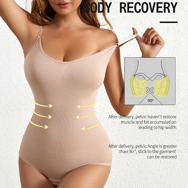 Seamless Shapewear Body Kvinnor Magkontroll Kompression Kroppsformare Waist Trainer Slimmande underkläder i ett stycke Black XS