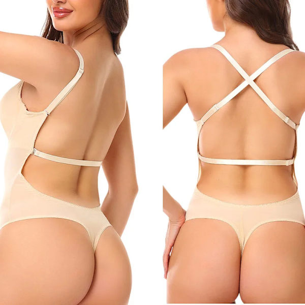 GUUDIA Kvinnor Anti Halk Bodysuits Shapewear Djup V Backless Body för Bröllop Aftonklänning Stringtrosa Sexiga Underkläder Bodysuit Black 4XL
