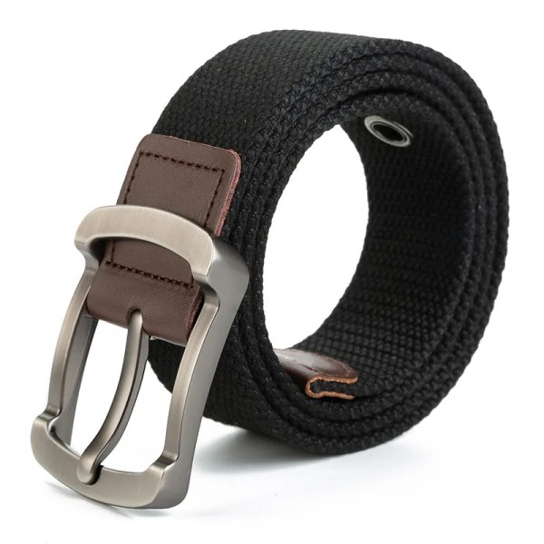 Herrspänne canvas bälte polyester flätat utomhus fritidsbyxor bälte 110-140 i längd 3,8 cm i bredd PWD001 Neutral (black) 120cm