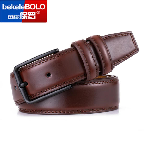 Bekele bolo Herr Bälte i äkta läder Brunt och svart Business Dress Bälten för män SWFKHK-Coffee 115CM