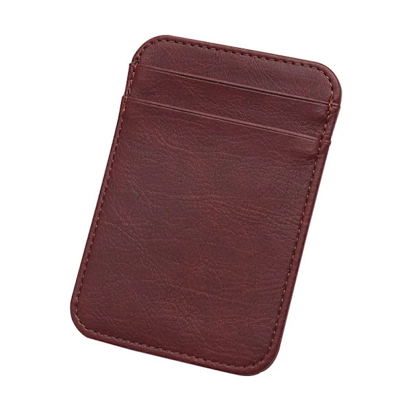 Mini PU Läder ID Visitkortshållare Kvinnor Män Multi Slot Slim Enfärgad Körkortsväska Case Kreditkortsväska Dark Brown