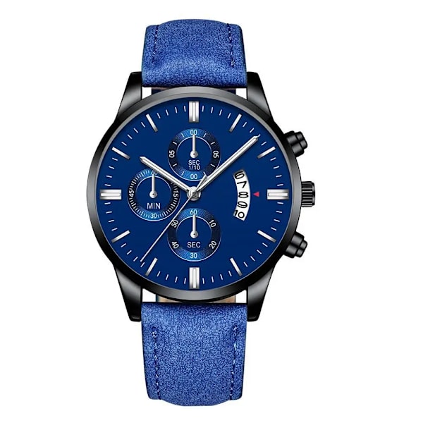 Herrklocka Watch Lyx Herrmode Business Quartz Watch Herr Casual Läderarmband Watch för kvinnor blue black