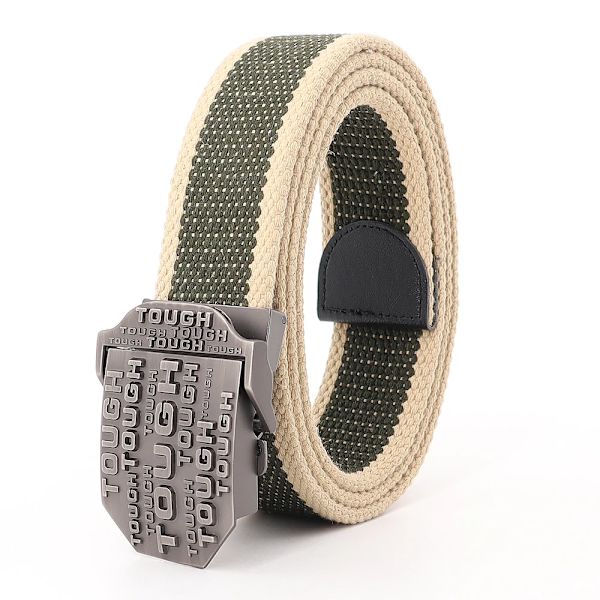 Herrbälten Canvas Herr Högkvalitativ tuff metallspänne Army Militärträning Taktiskt bälte Ny unisex Police Jeans Accessoarer Beige edge 110cm