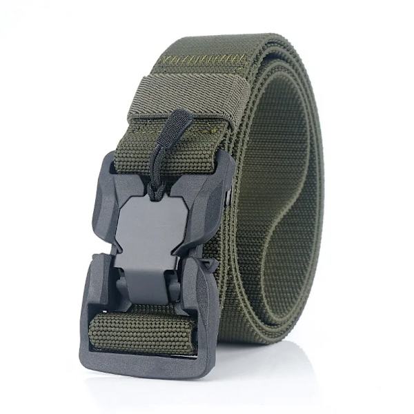 Militärt taktiskt bälte för män, snabbt frigörande magnetiskt spänne Army Outdoor Jakt Multi Canvas Nylon Midjebälten Rem Army Green 45to47inch