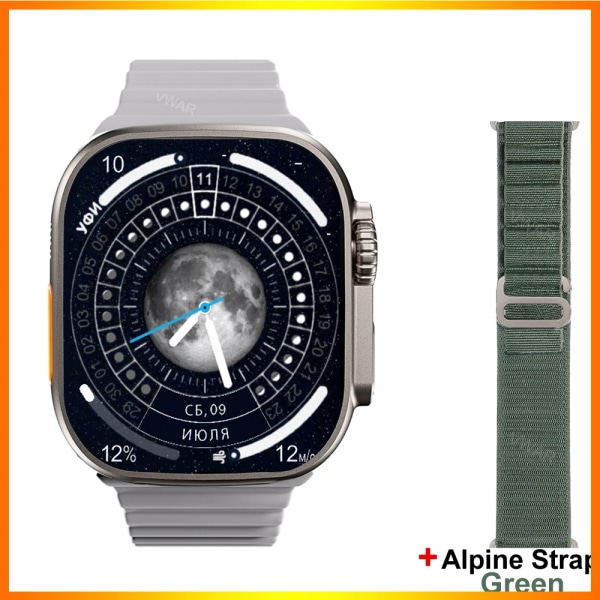 VWAR ZD8 Ultra MAX Plus Smart Watch Series 8 Kompass 49mm Titanium Alloy Bluetooth Call NFC ECG IP68 Vattentät Smartwatch Gold Alpine G