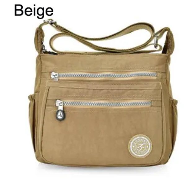 Nylon Kvinnor Messenger Väskor Liten handväska Axelväska Kvinna Crossbody Väskor Handväskor Hög kvalitet Bolsa Tote Beach Beige