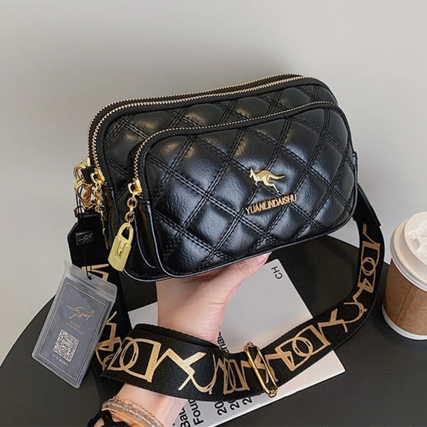 Dammode Axelväska Nytt mjukt läder Casual Cross Body Lyxdesign Dam fyrkantig väska Plånbok Mobiltelefonväska Black