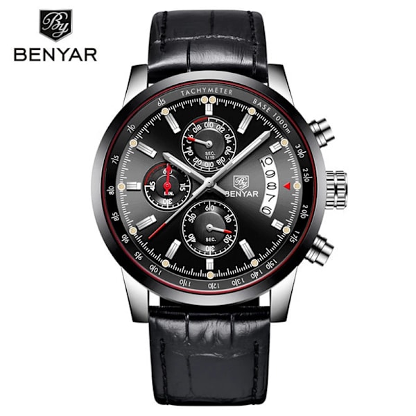 BENYAR 2023 Nya kvarts herrklockor Multifunktions sportarmbandsur herr toppmärkt watch herr watch Reloj hombres Black