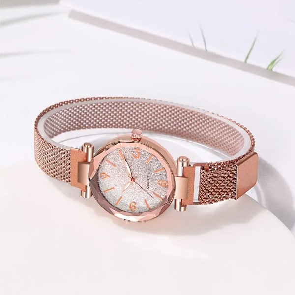 Reloj Mujer 2023 Lyxmode Dam Grå Urtavla Quartz Watch Enkel Dam Rose Gold Mesh Bälte Magnetic Watch Relogio Feminino Grey