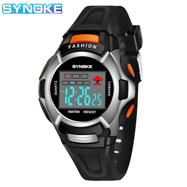 SYNOKE Digital Movement Elektronisk watch Alarm Färgglad Lysande Multifunktion Sport Pojkar Flickor Studenter Watch Black
