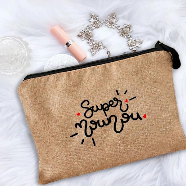 Sminkväska för kvinnor Merci Ma&#238;tresse Teacher's Cosmetic Bag Thank You Mistress Förvaringsväska Handväska Blixtlåspåsar Present till läraren 4ThanY008