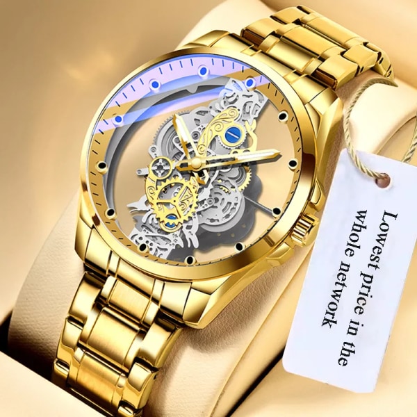 2023 Ny Watch Skeleton Automatisk watch Guld Skeleton Vintage Man Watch Herrklockor Toppmärke Lyx full gold