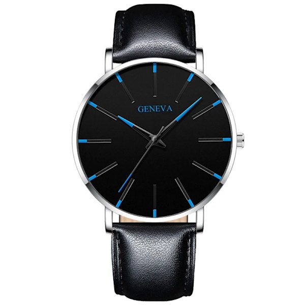 2023 Geneva Minimalist Watch Herr Ultra Tunn Blå Rostfritt stål Mesh bälteklockor Man Business Casual Quartz Watch L Silver Blue