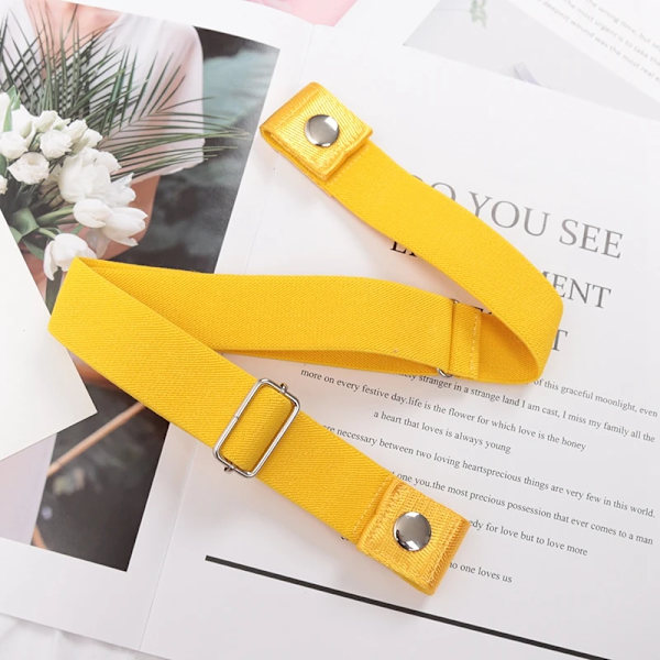Spännefritt elastiskt osynligt bälte för kvinnor Plus Size Hög kvalitet utan spänne Jeans Enkelt bälte män Inget krångel Designbälte Yellow 60-95cm