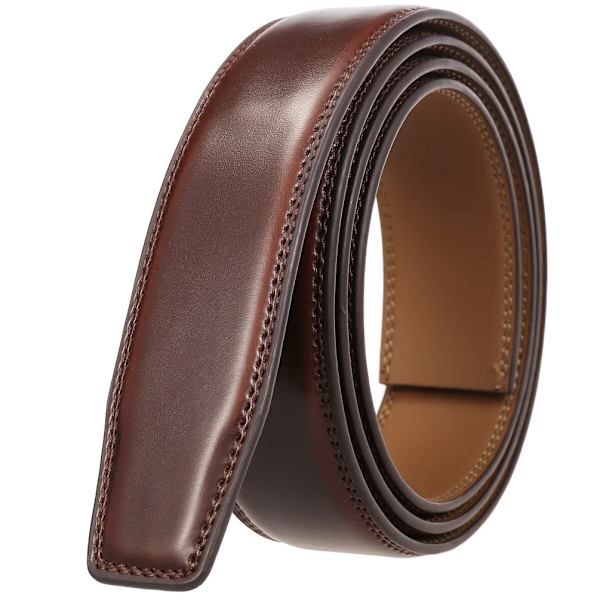 3,0 cm 3,1 cm bredd läderbälte utan spänne Designerbälten män Högkvalitativt läderrem 110-130 cm Brown 115CM