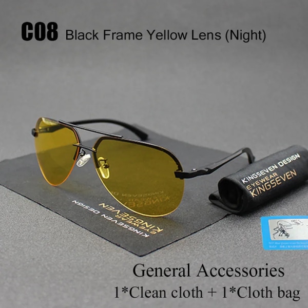 KINGSEVEN Aluminium Magnesium Polarized Solglasögon Herr Driver Mirror Solglasögon Man Fiske Dam Glasögon För Herr C08 General package Orignal